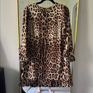 Dolce & Gabbana Leopard Print Long Sleeve Dress